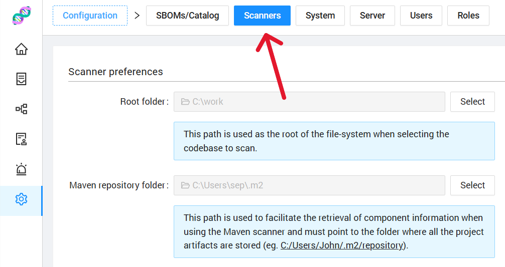 Scanners Configuration