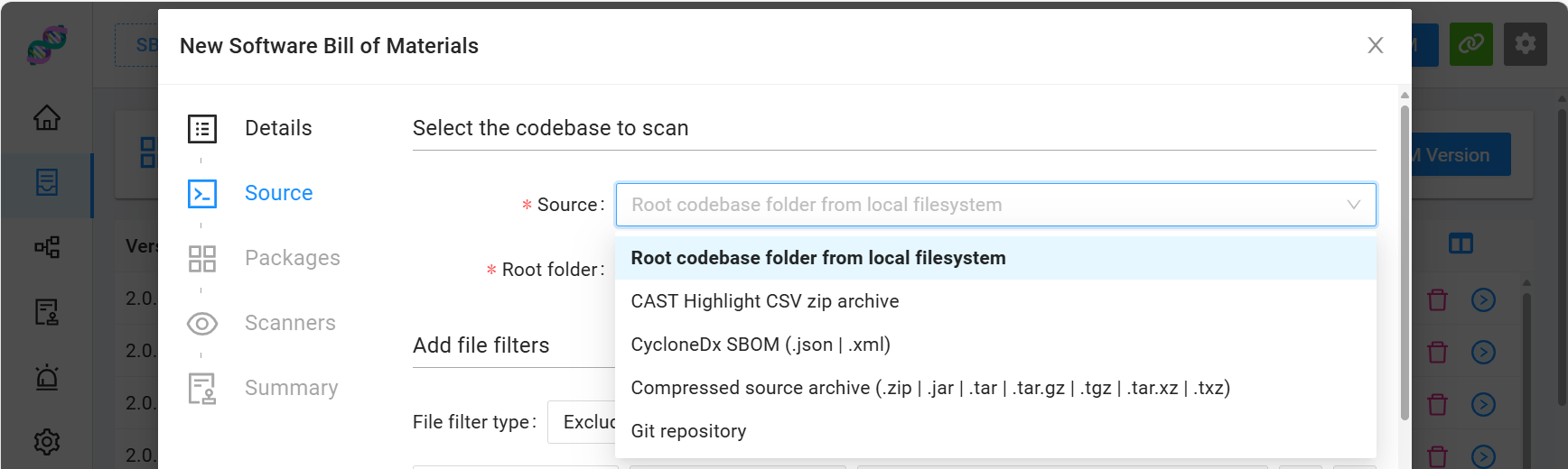 New project wizard. Source